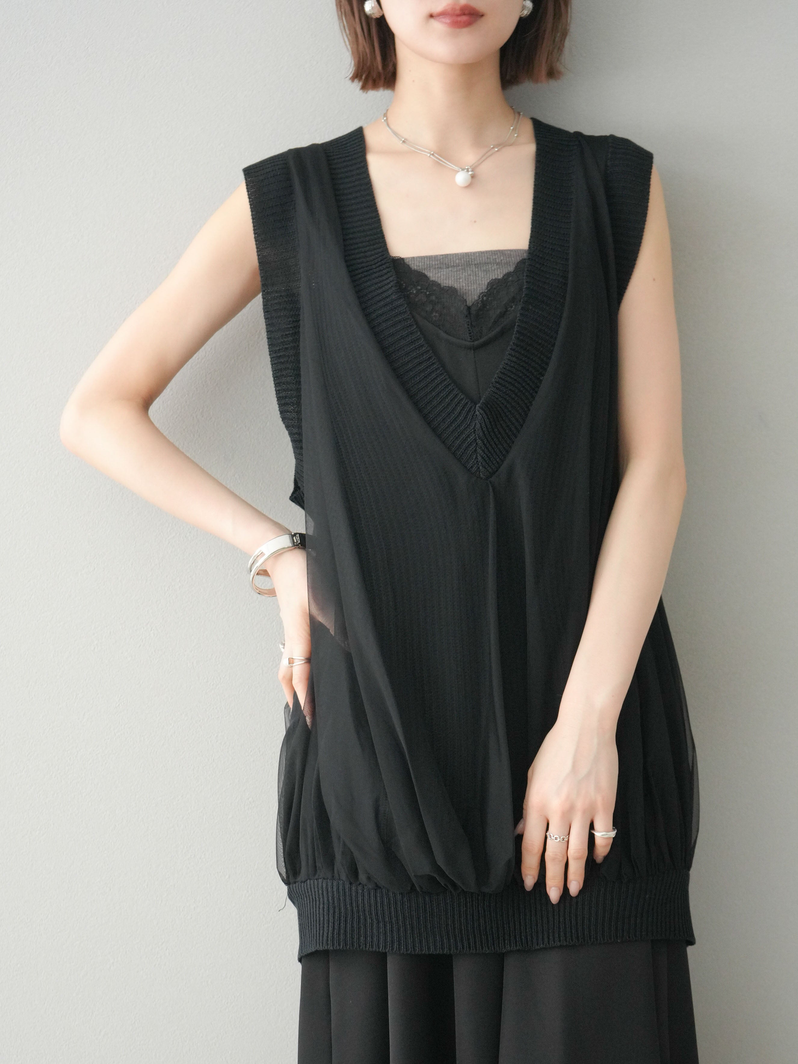 予約]レースタックキャミワンピース/ブラック – Lumier