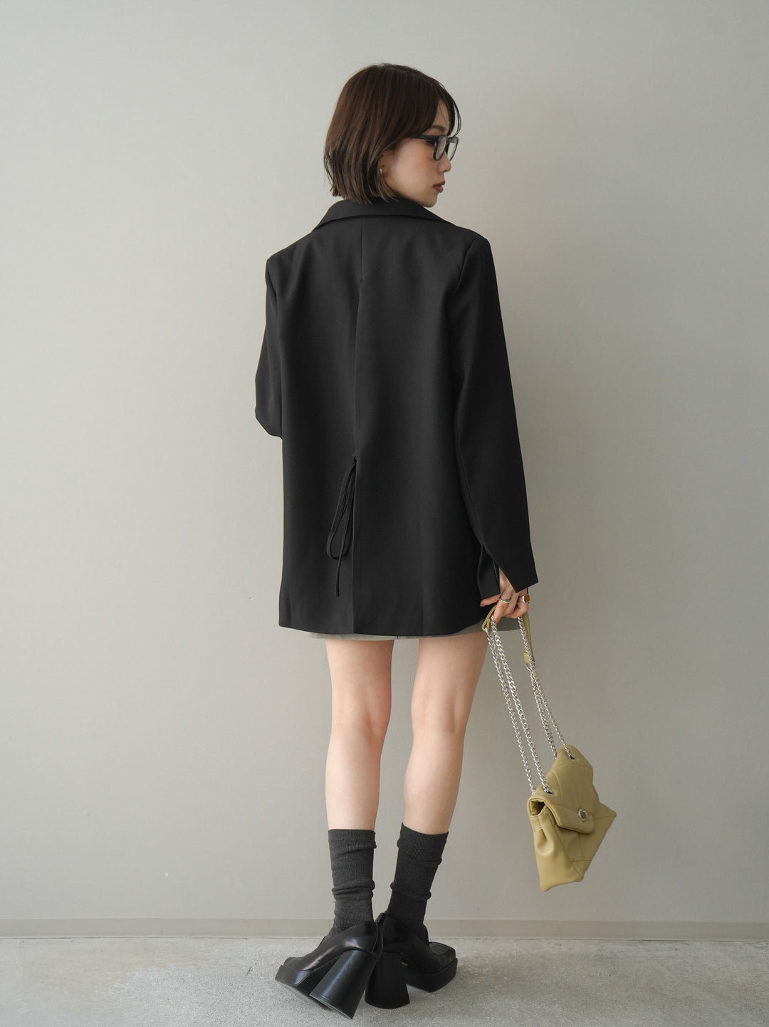 [SET]バックスリットデザインジャケット+ベルト付カーゴミニスカート(2set)