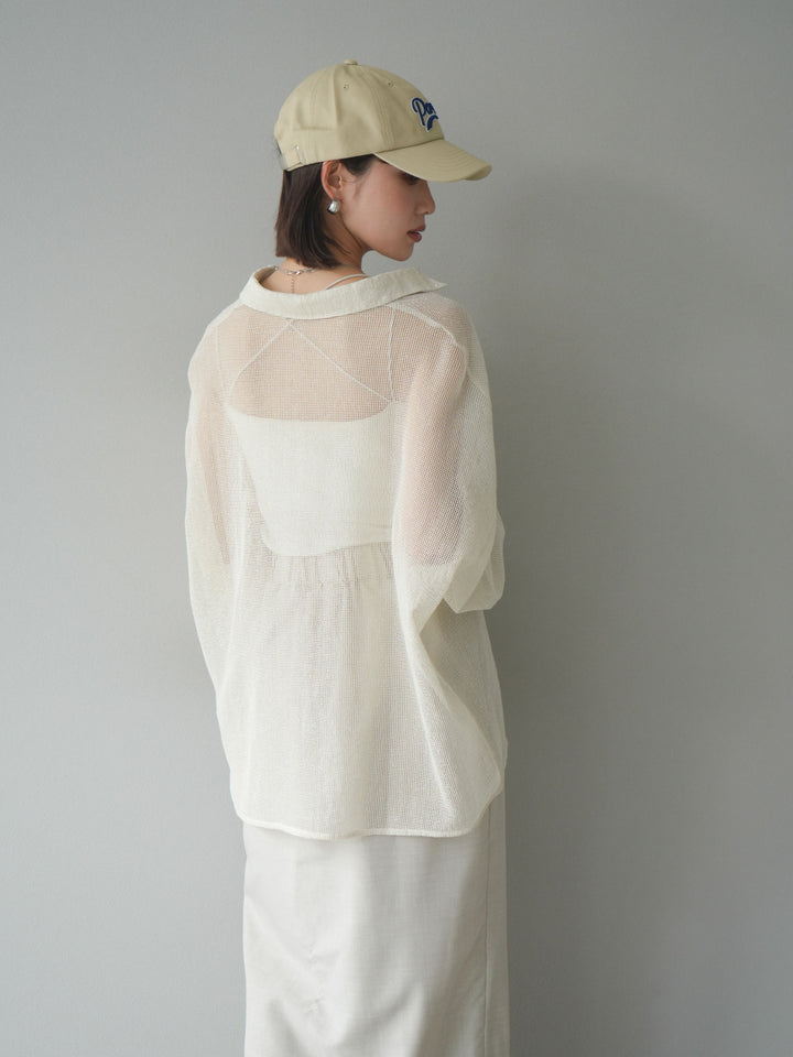 [予約]コットンラメメッシュオーバーシャツ/アイボリー