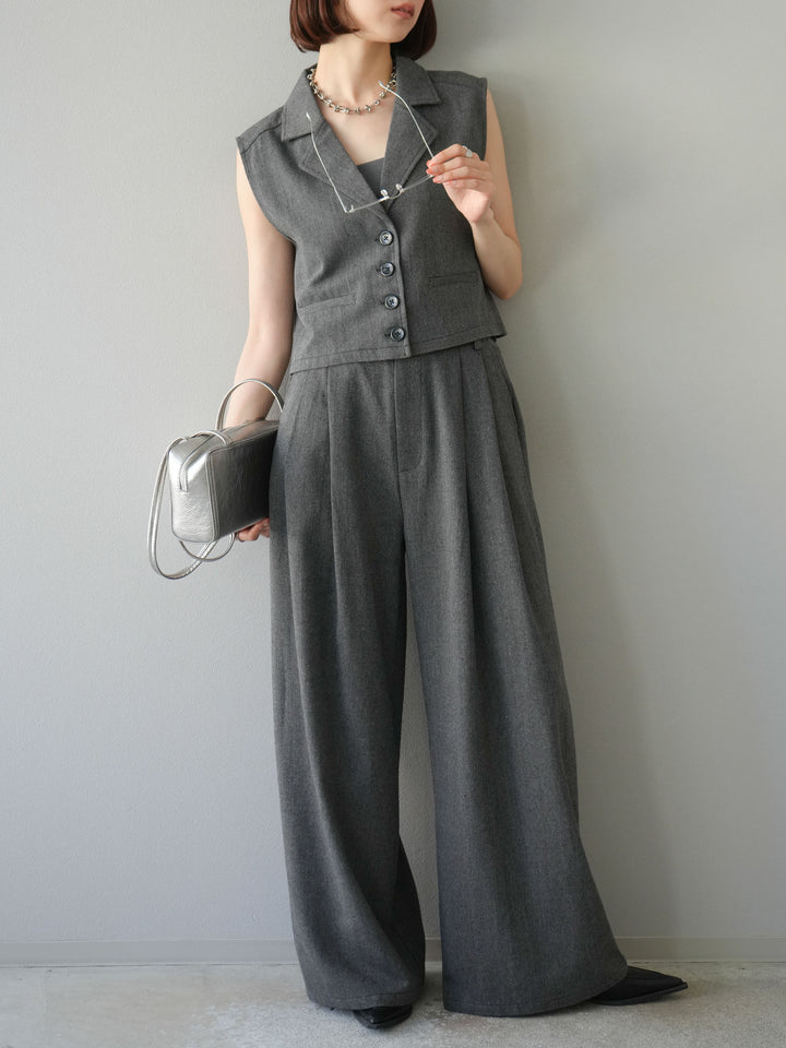 [予約]ツイードタッチテーラードジレ/ダークグレー