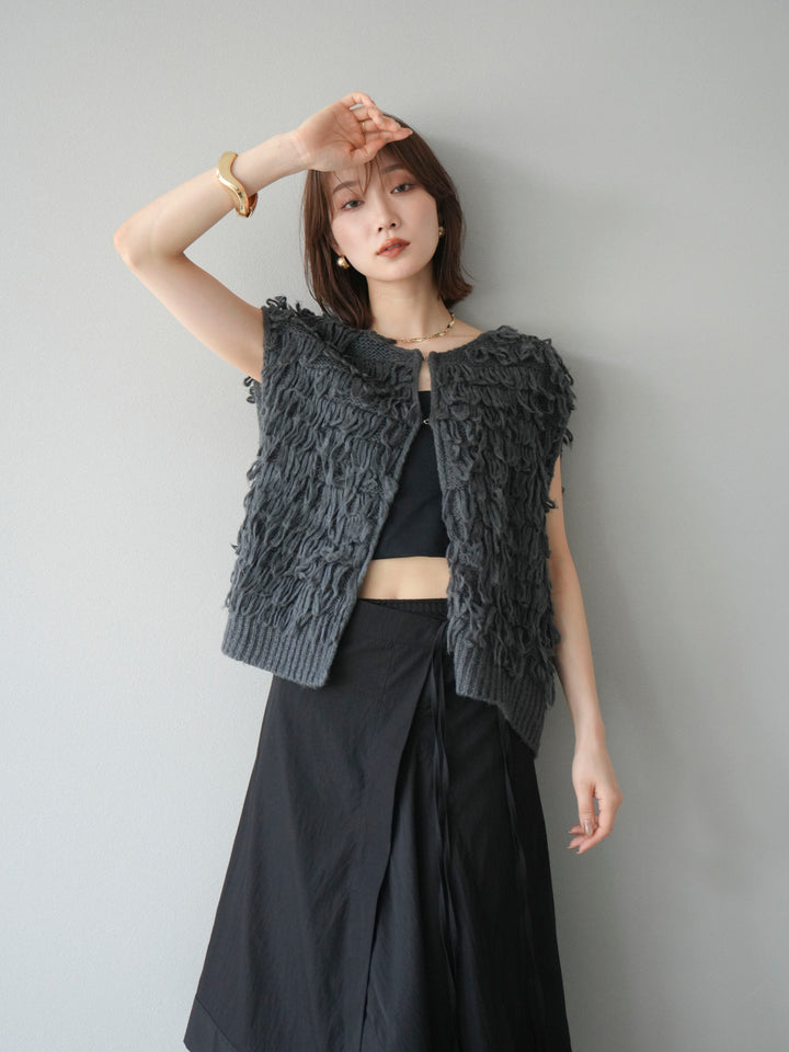 [予約]ループデザインベスト/チャコール