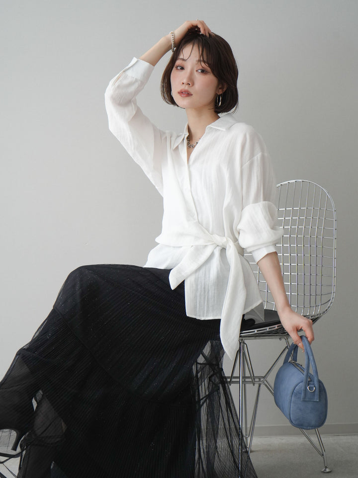[予約]フロントアシンメトリーブラウス/white