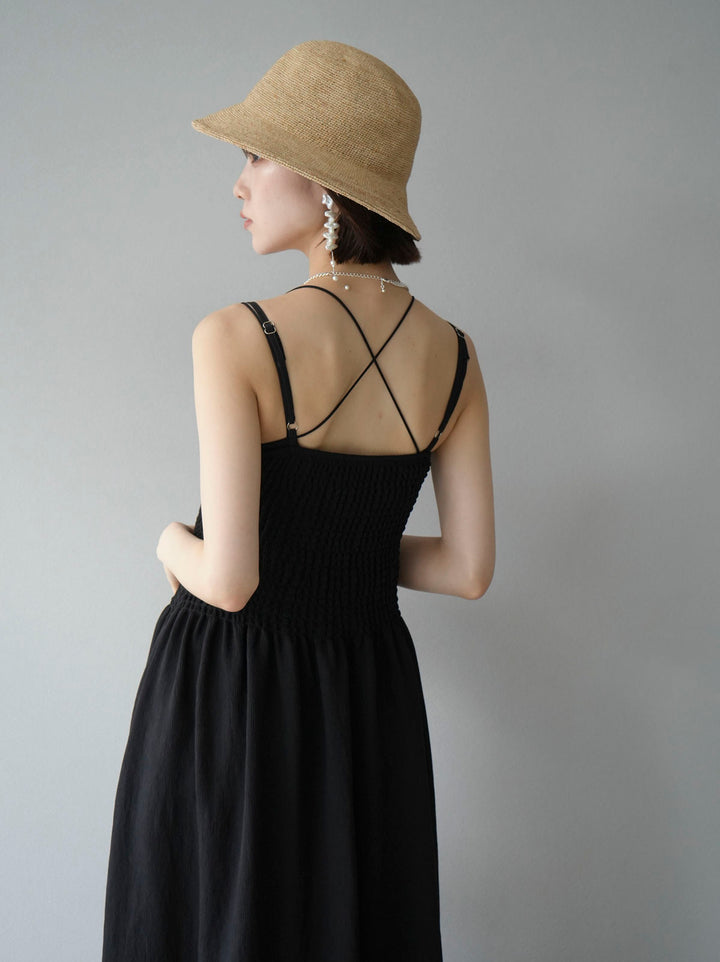 [Pre-order] Gathered Cami Dress/Black