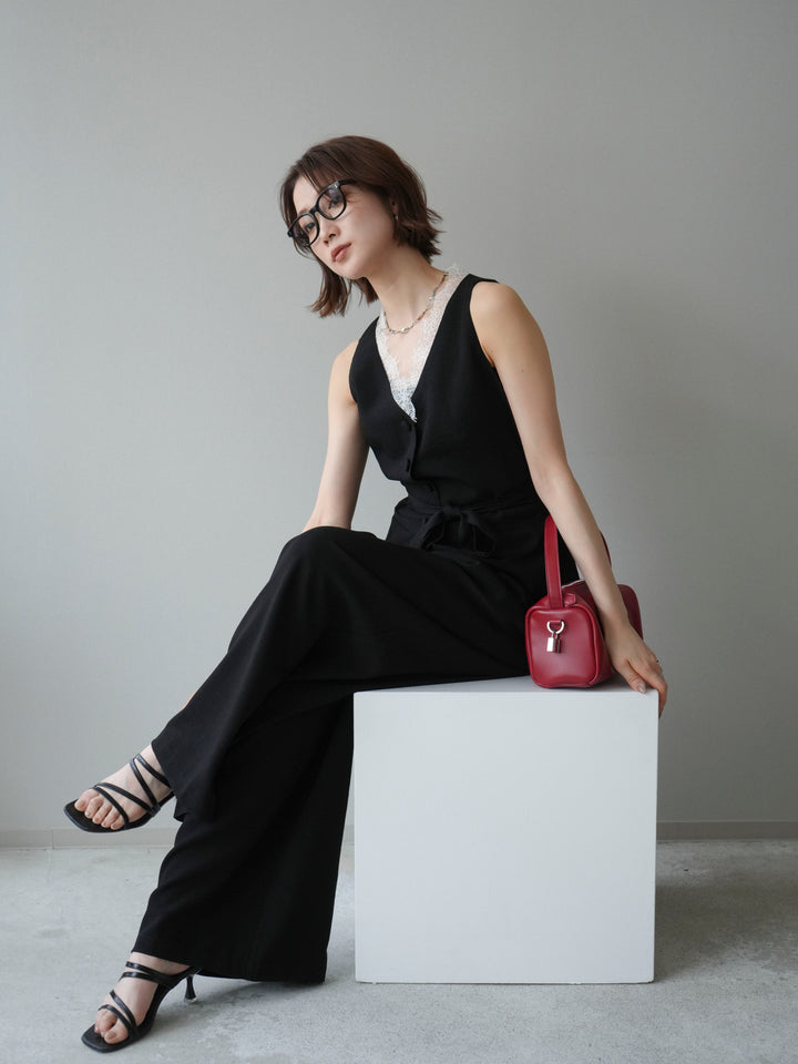 【套裝】蕾絲邊背心和垂褶褲套裝（2 套）