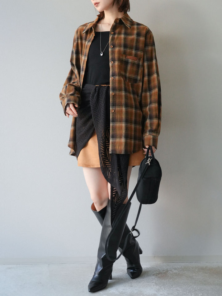 [予約]スエードペチパンツ付ミニスカート/ベージュ