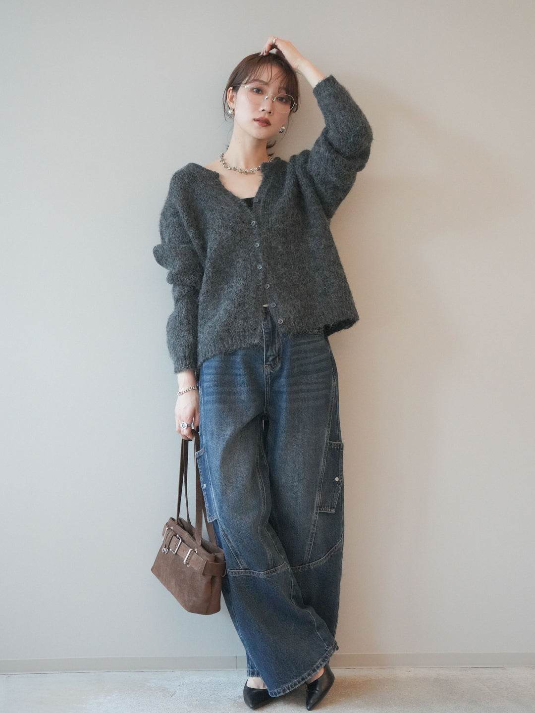 [予約]カーゴデザインコクーンデニムパンツ/navy