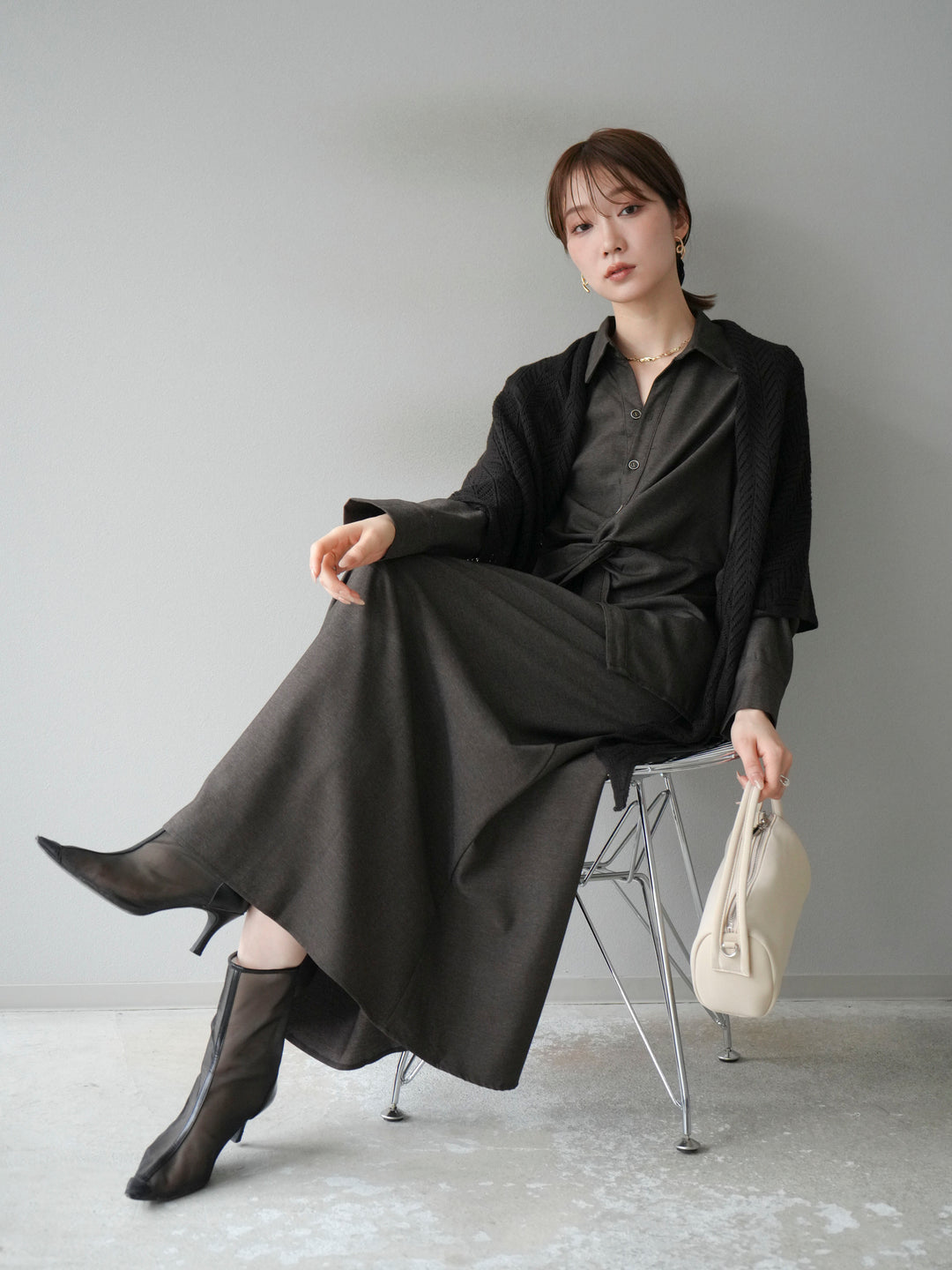 [SET]ツイストデザインシャツ＆スカートSET UP