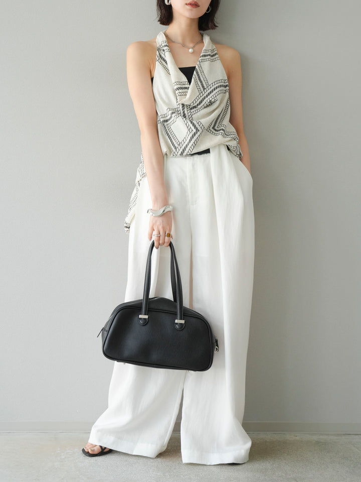 【預購】寬褲配大帶/象牙白