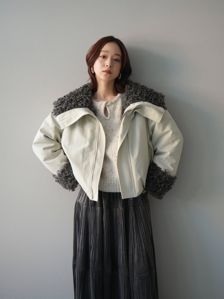 [SET]プードルファーダウンジャケット+ベロアティアードワッシャースカート(2set)