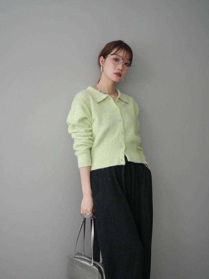 [予約]モヘア衿付きボタンプルオーバー/lime