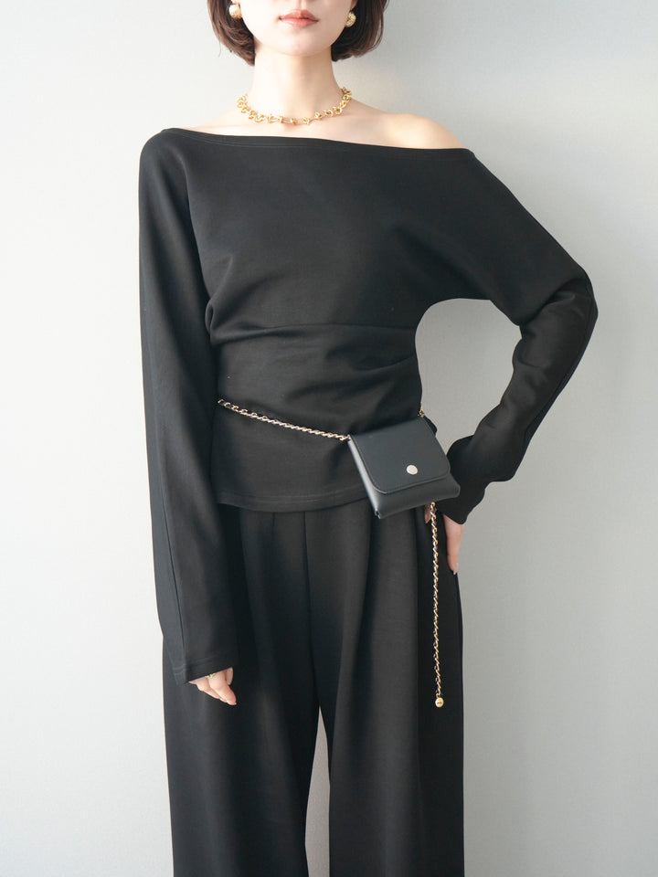 [SET]ライトポンチワンショルタックトップス＆パンツSETUP