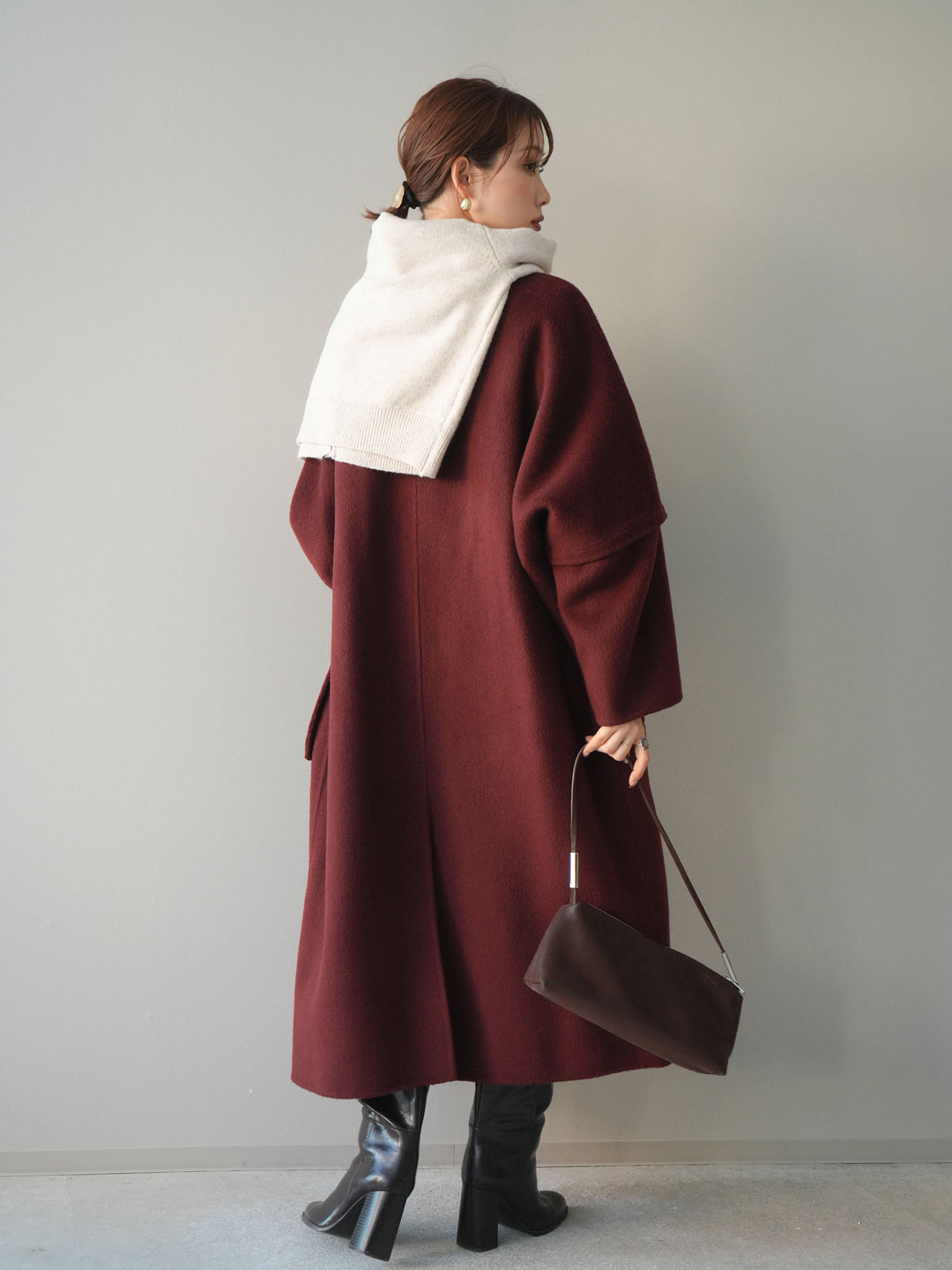 [20%オフ]カシミヤ100%ダブルブレストロングコート/red