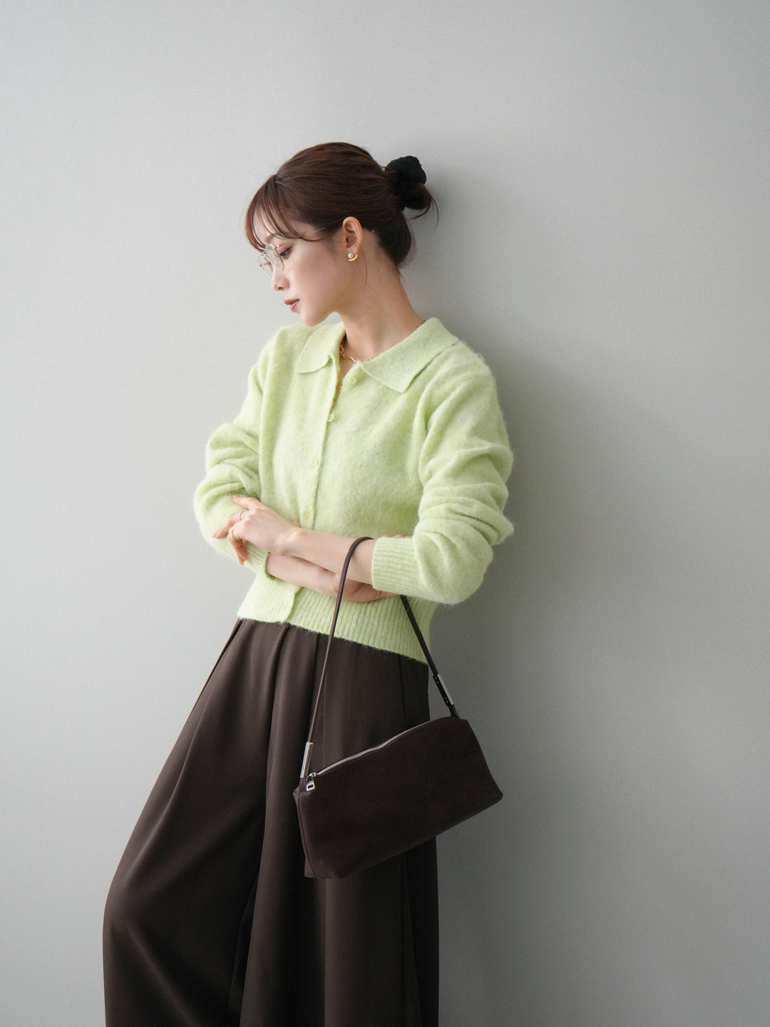 [SET]モヘア衿付きボタンプルオーバー+選べるアクセセット(2set)