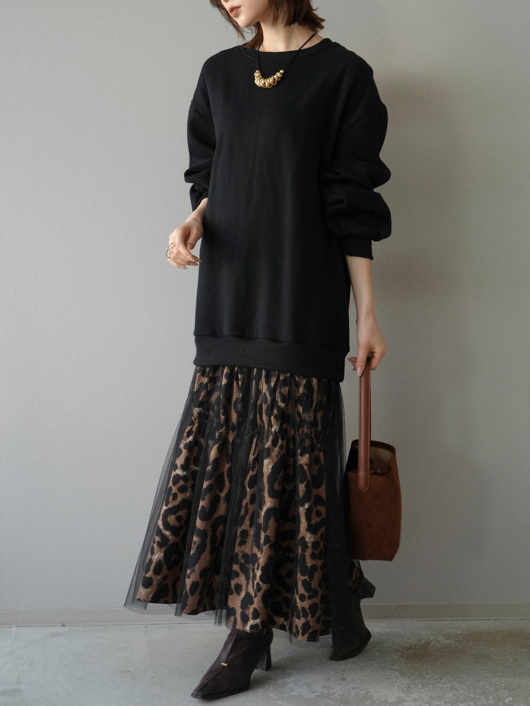 [SET] Sweat Docking 動物印花層疊連身裙 + 可選飾品套裝（2 套）