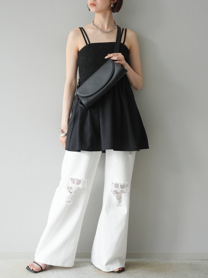 [予約]シャーリングフレアキャミプルオーバー/ブラック