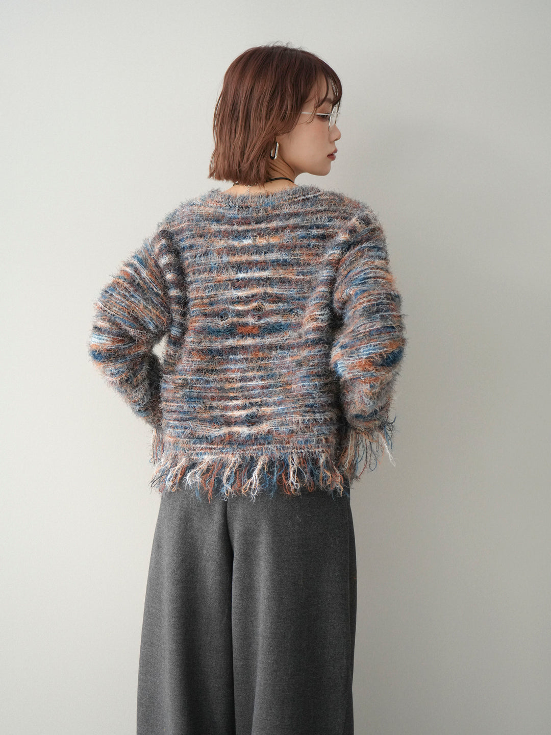 [SET]裾フリンジミックスヤーンシャギープルオーバー+選べるアクセセット(2set)