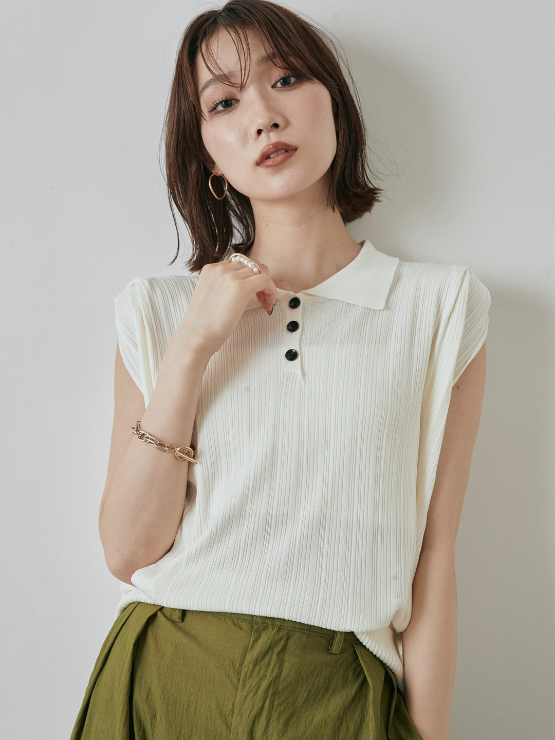 [予約]ランダムリブポロニットベスト/オフ