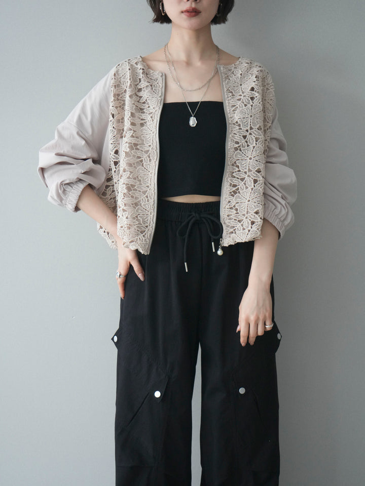 [SET]レースドッキングブルゾン+選べるアクセセット(2set)