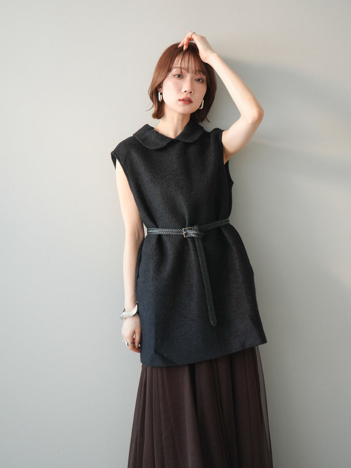 [SET]襟付きブークレミニワンピース+選べるアクセセット(2set)