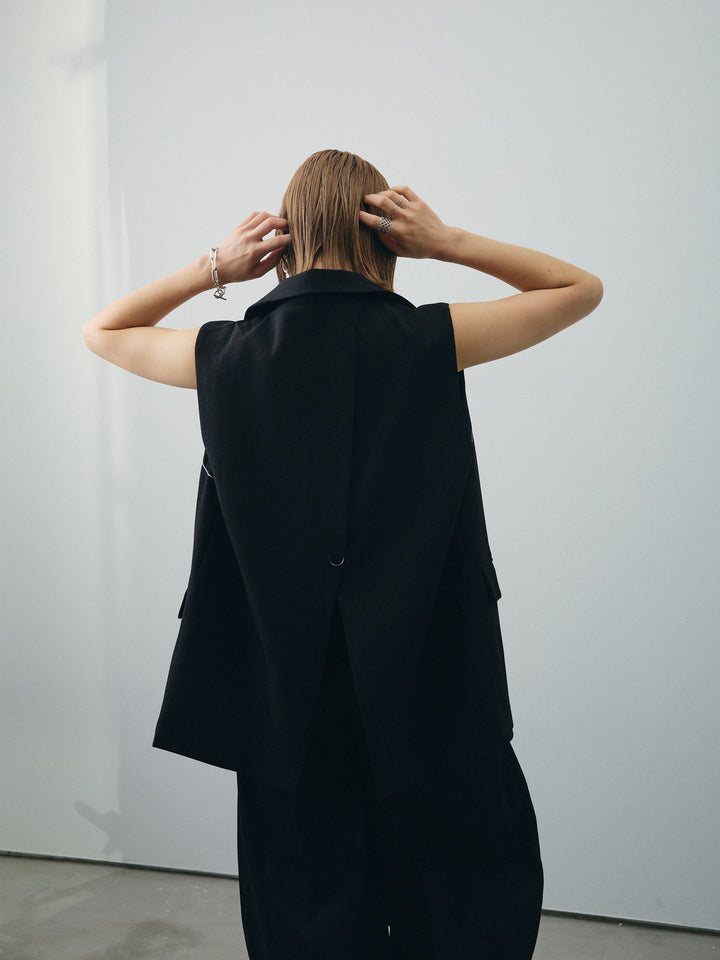 [SET]ステッチデザインベスト+リネンライクカシュクールデザインビスチェ+コクーンワイドチノパンツ(3set)