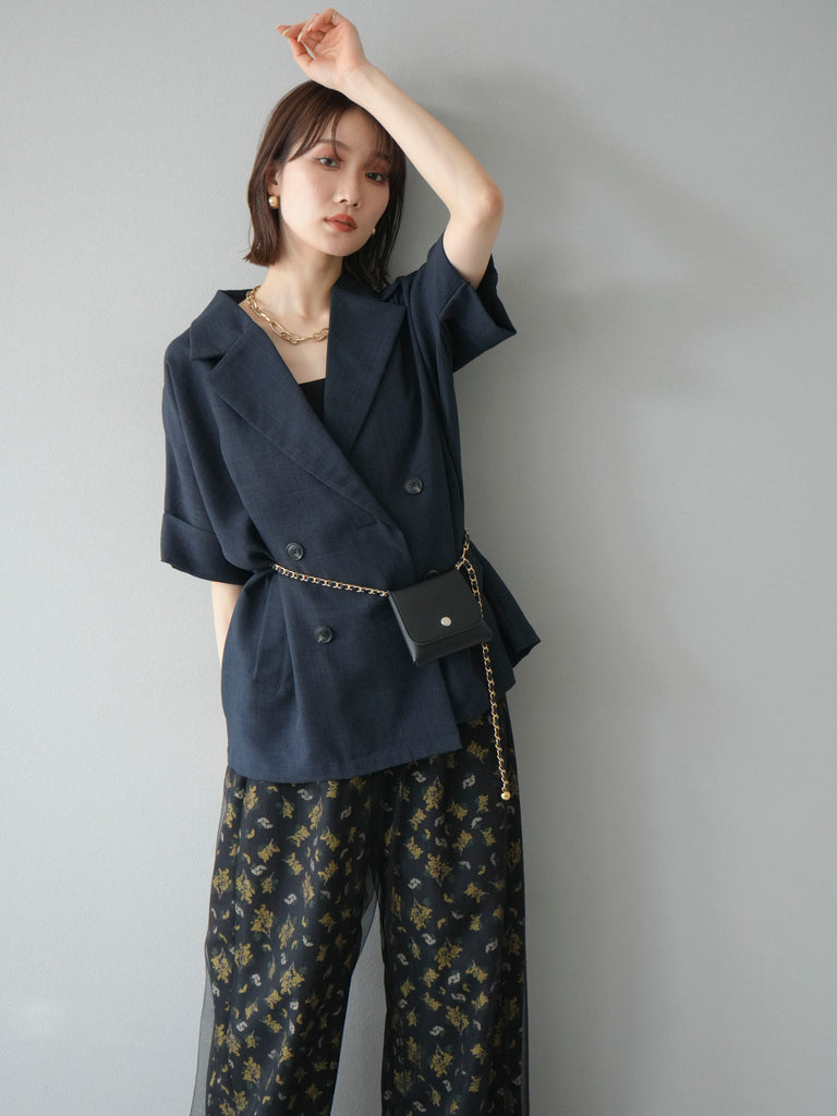 予約]リネンライクハーフテーラードジャケット/チャコール – Lumier