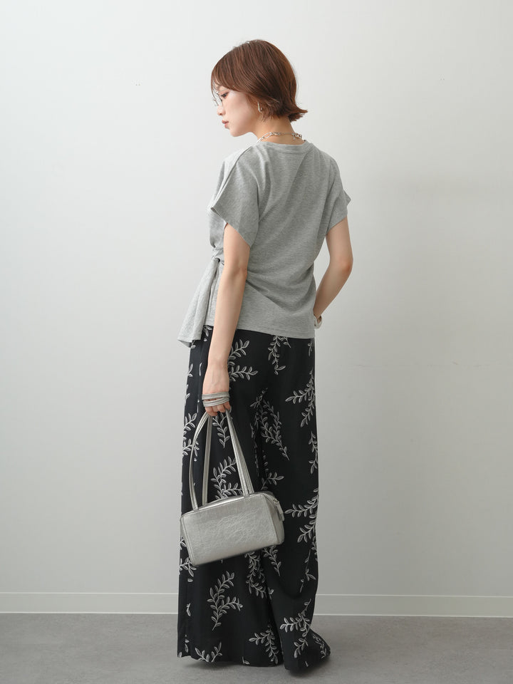 [SET]サイドノットTEE+リーフプリントタックワイドパンツ(2set)