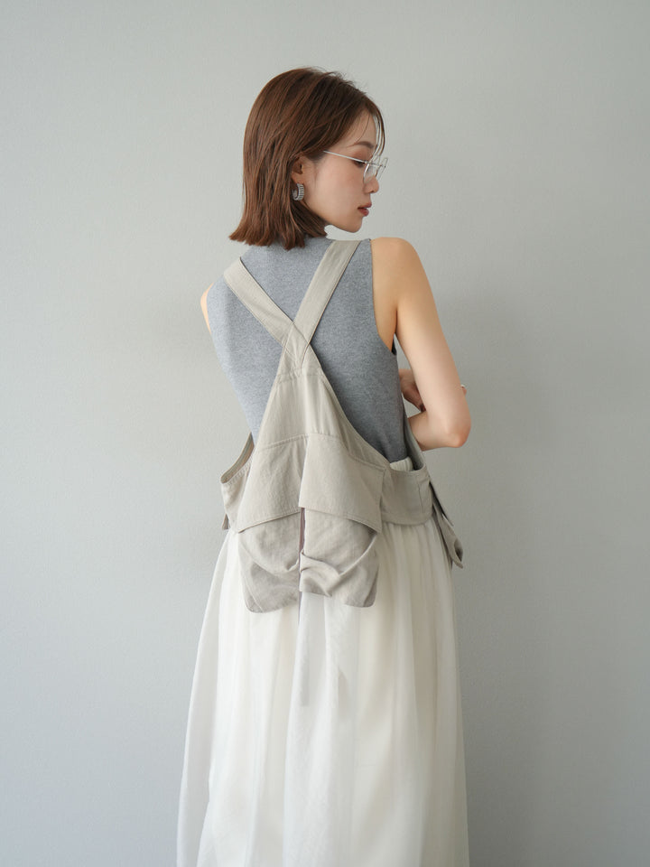 [予約]タクティカルベストオーガンザワンピース/グレージュ