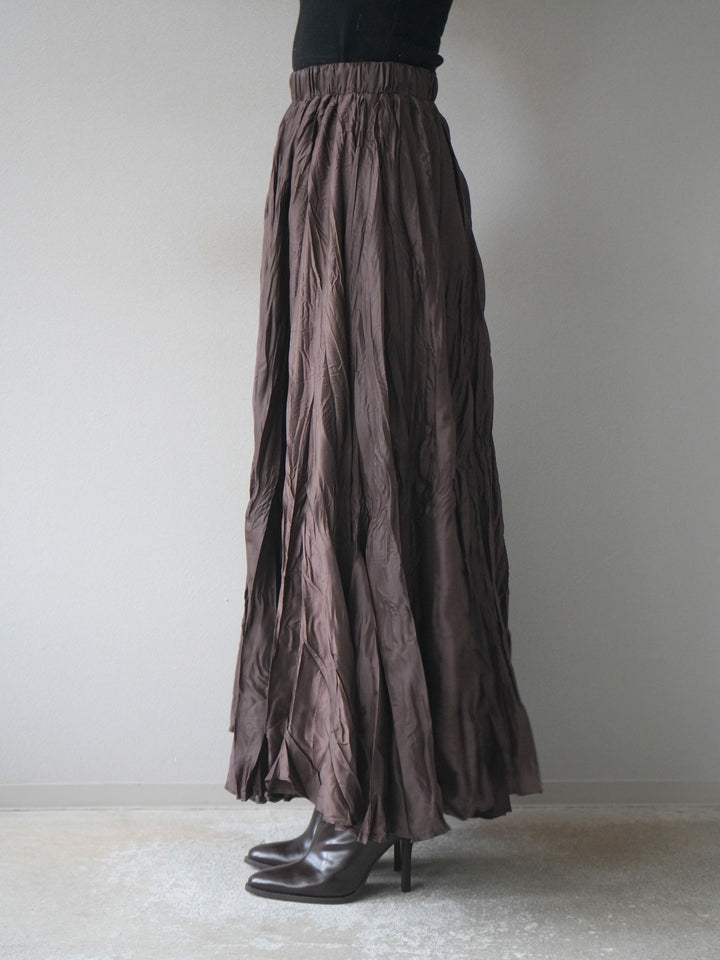 [予約]ワッシャープリーツロングスカート/brown