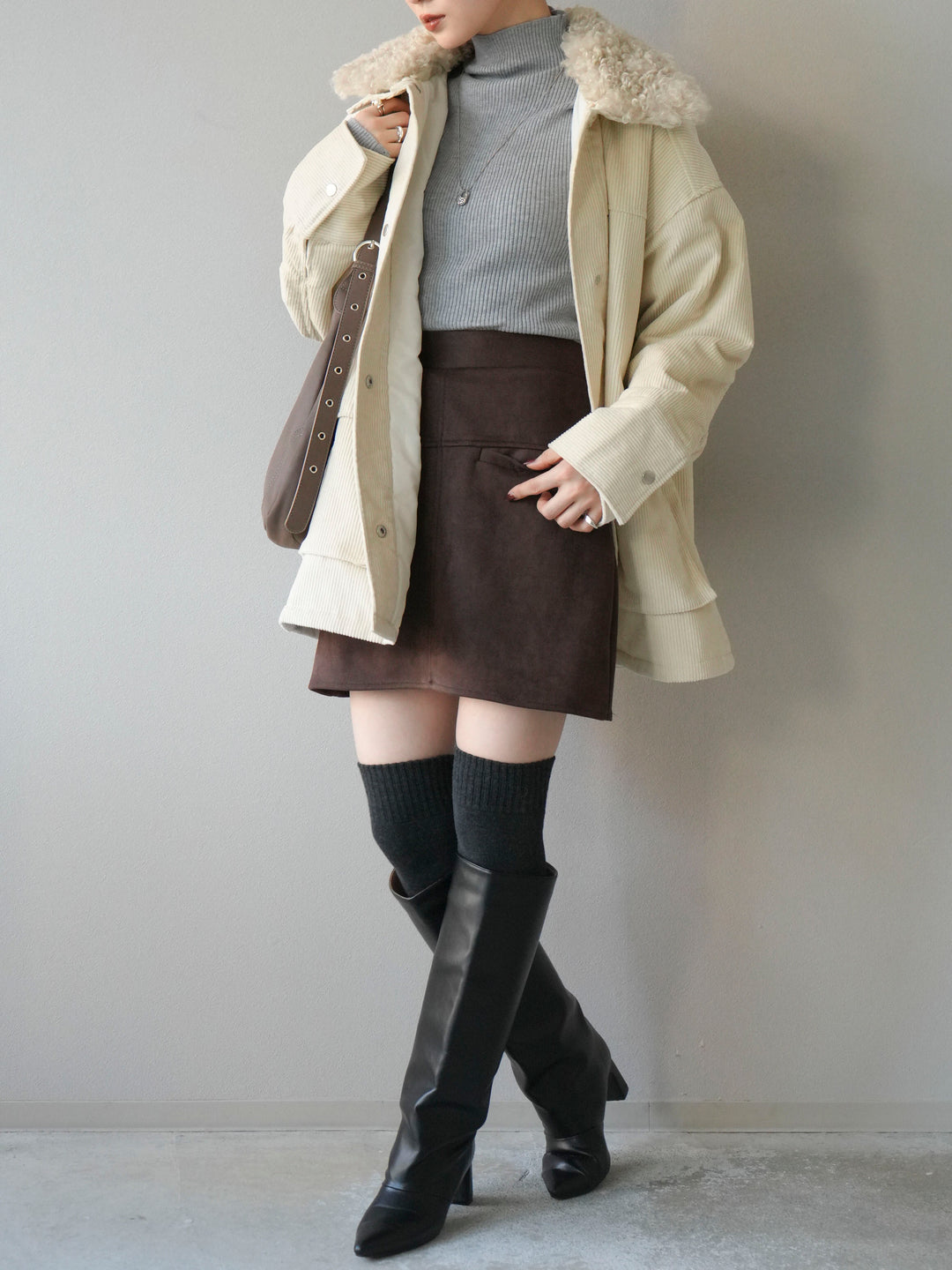 [予約]コーデュロイボア襟フライトジャケット/エクリュ