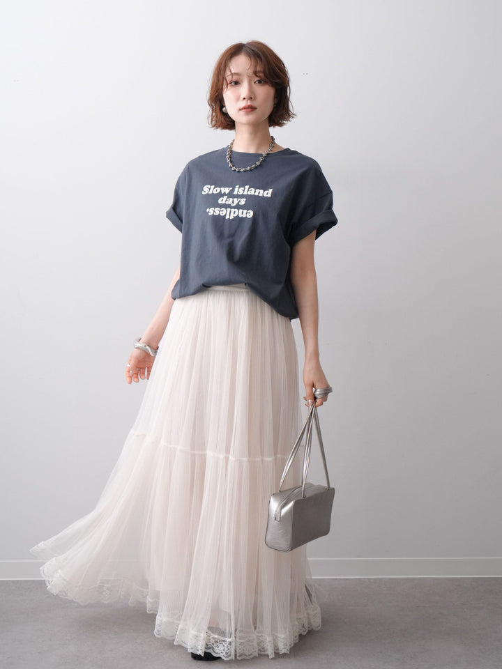 [SET]フロッキーロゴTEE+チュールレーススカート(2set)