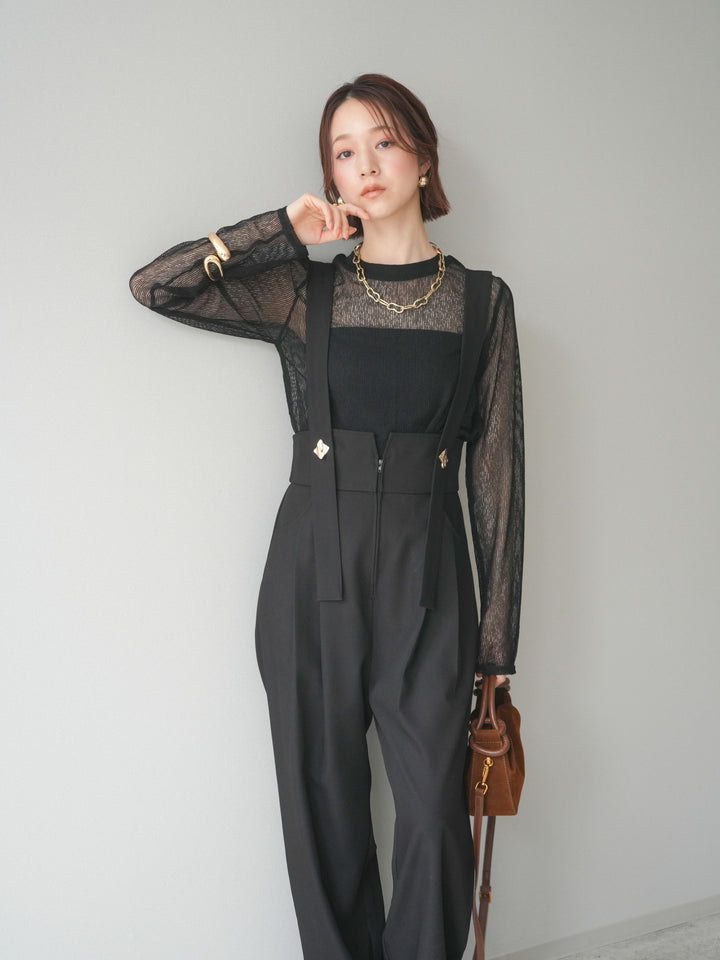 [予約]シアーストライプメッシュトップス/black