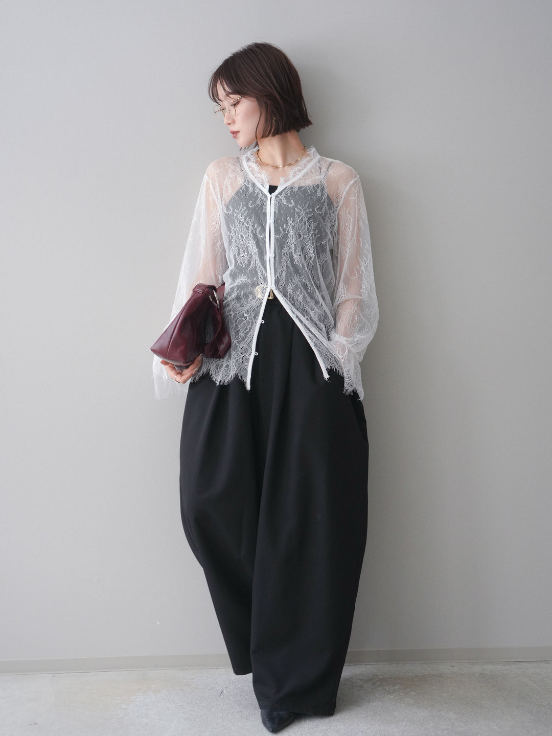 [予約]ジップポケットコクーンワイドパンツ/black