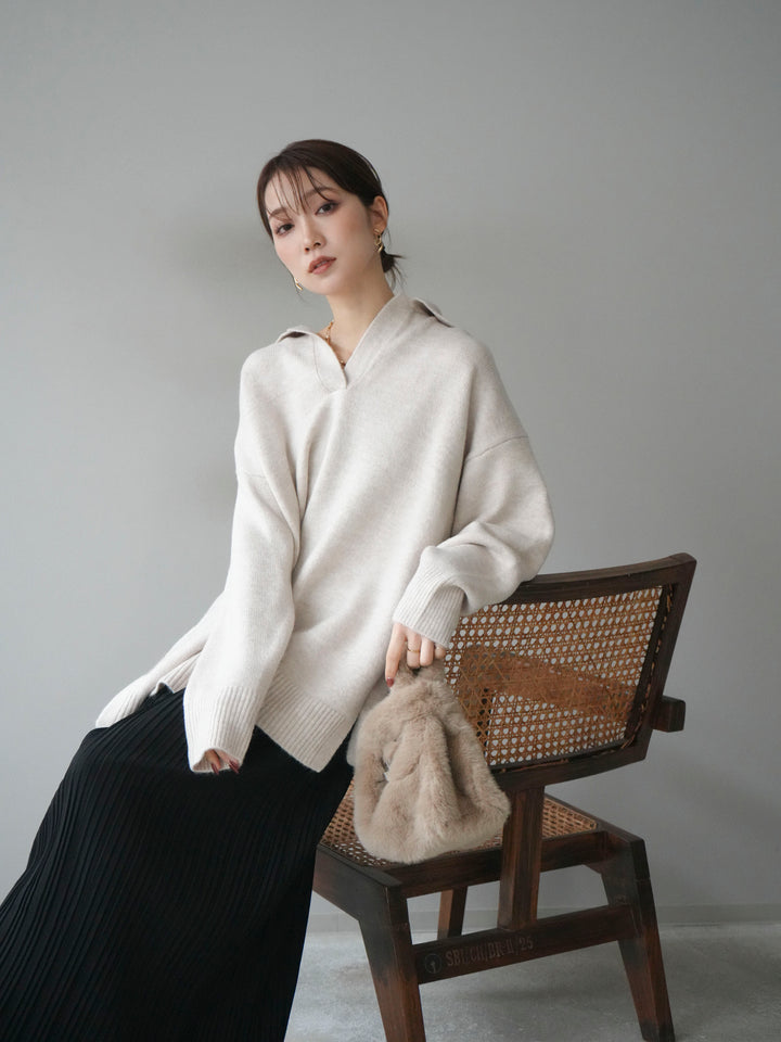 [SET]スキッパーオーバーニットプルオーバー+選べるアクセセット(2set)