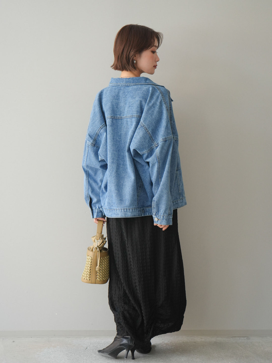 [予約]シャーリングジャガードノースリーブワンピース/black