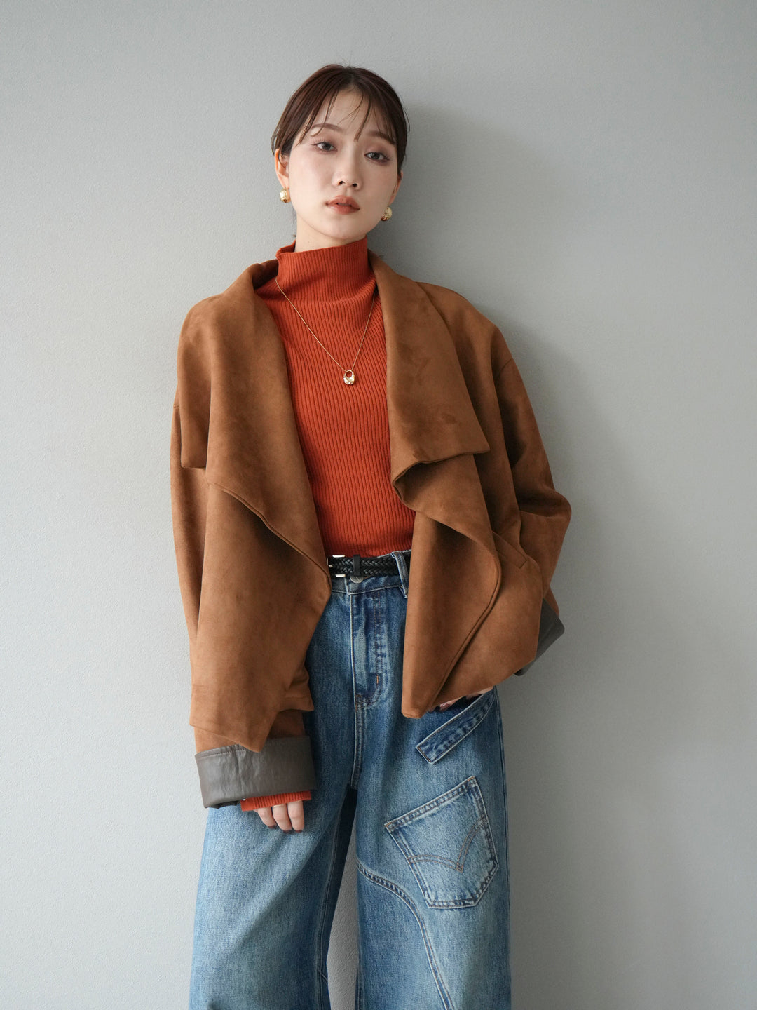 [予約]スウェードショートガウン/キャメル