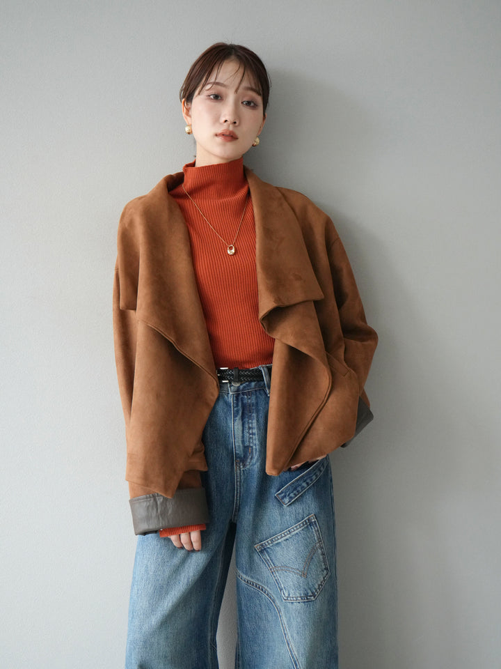 [予約]スウェードショートガウン/キャメル