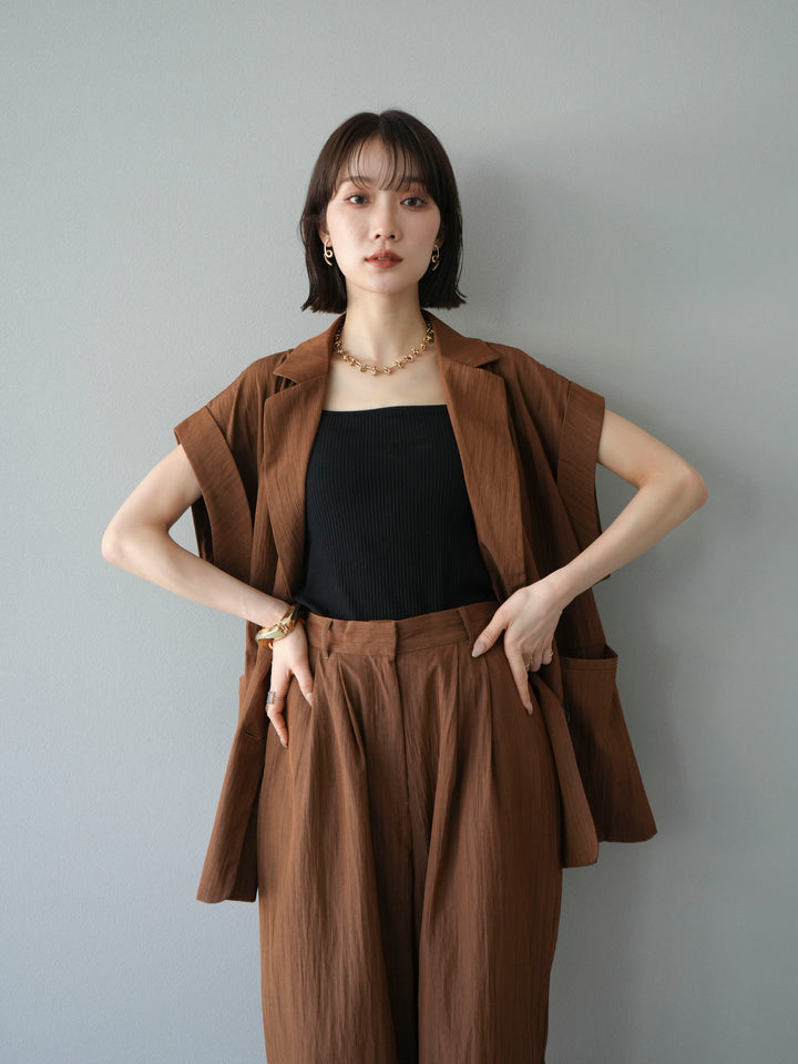 [SET]リネンライクノースリーブダブルジレ+リネンライクノースリーブダブルジレ(2set)