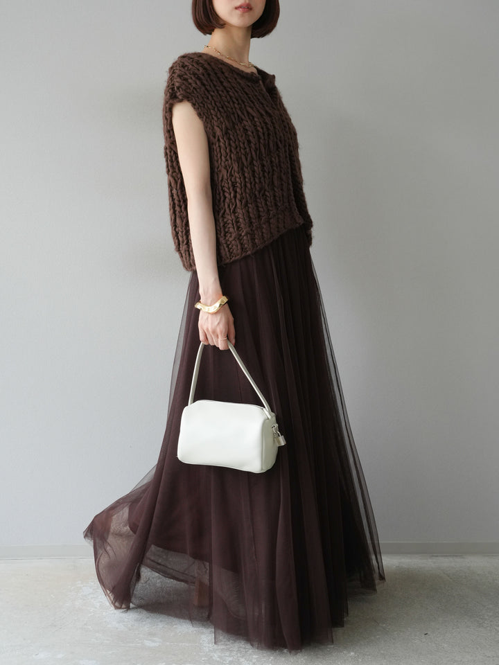 [予約]チュールボリュームスカート/ブラウン