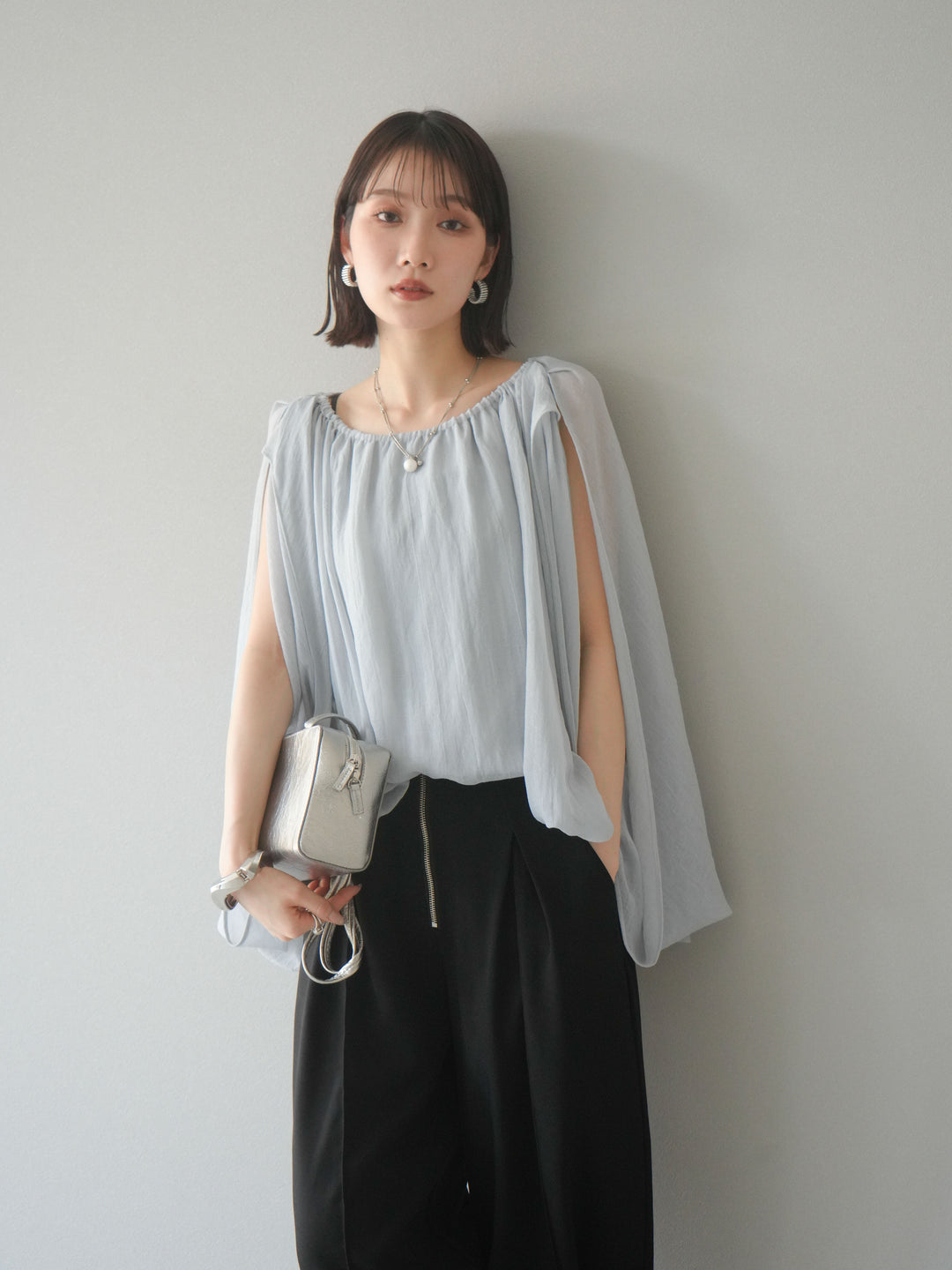 [予約]ラメシアーバルーントップス/ブルー