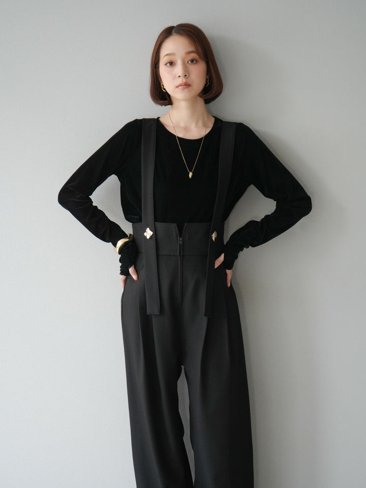 [予約]シアーベロアフィンガーホールトップス/ブラック