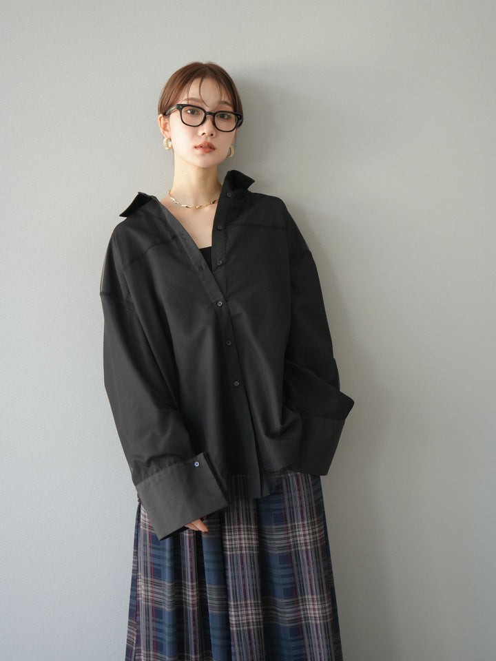 [予約]チュールドッキングブロードシャツ/ブラック
