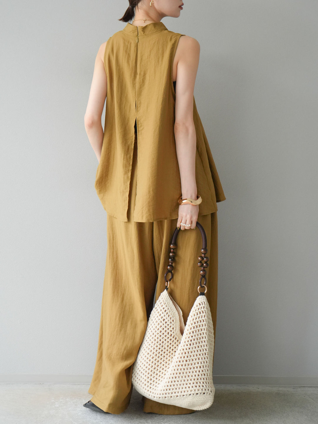 [SET]ホルターネックバックスリットブラウス＆スーパーワイドパンツSET UP(2set)