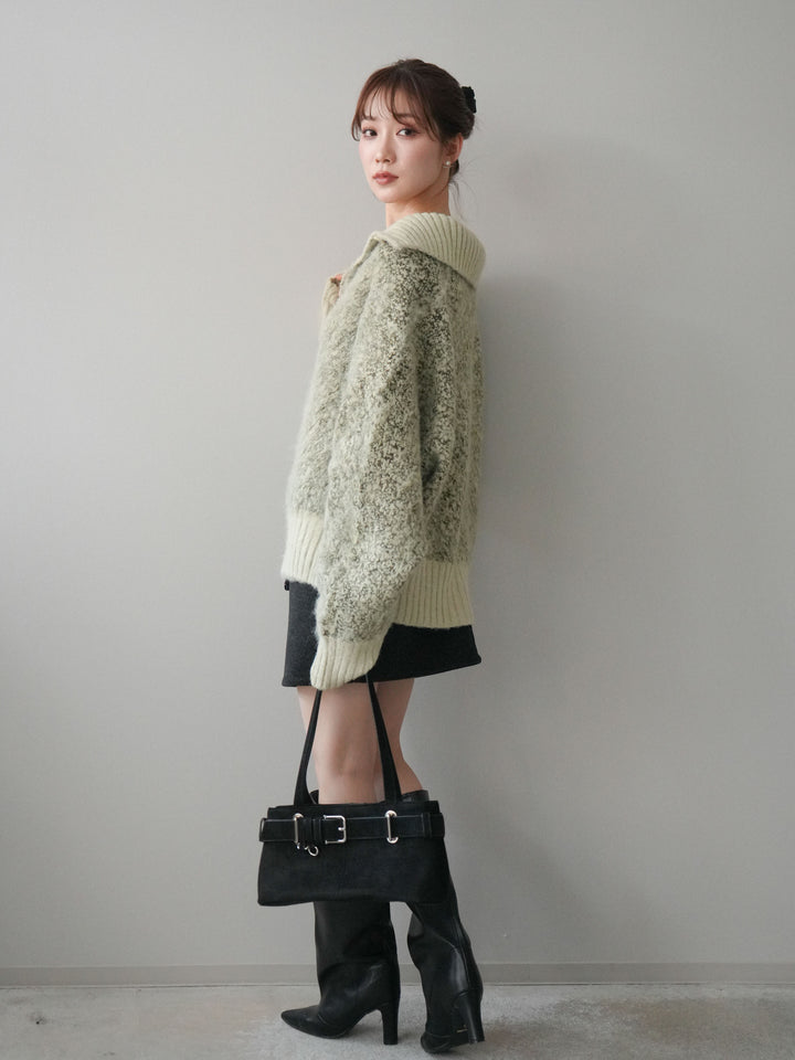 [予約]ウールタッチベルト付ミニスカート/black