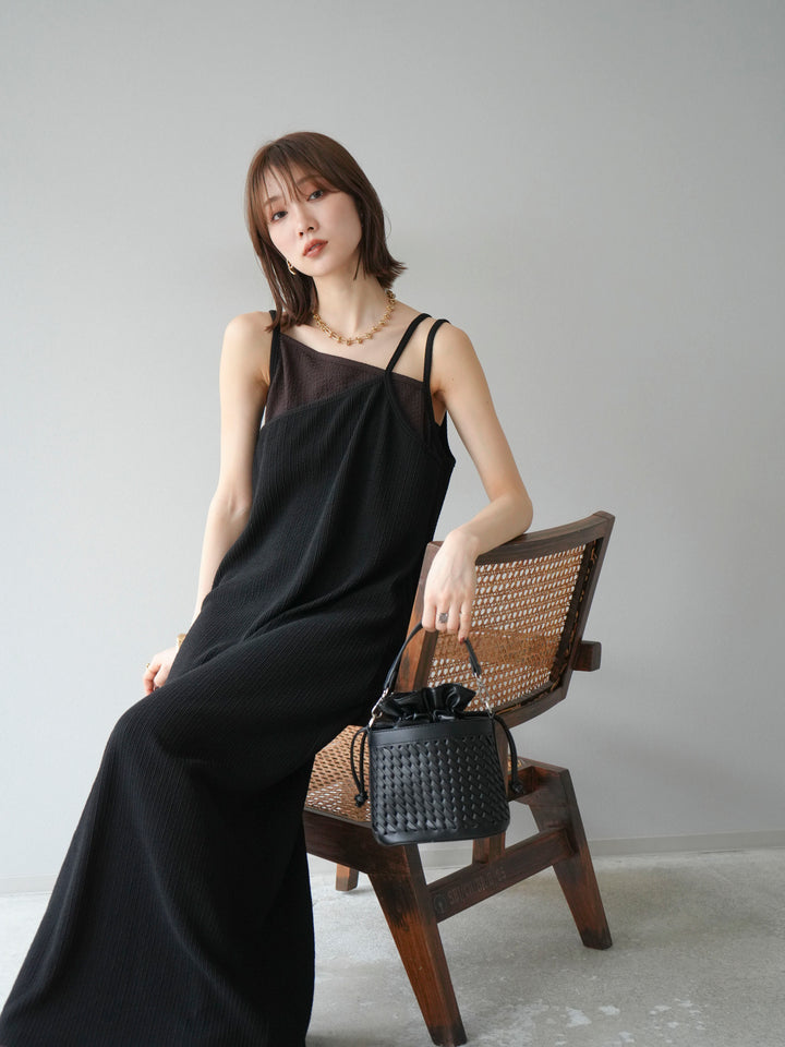 [予約]バイカラーレイヤードキャミワンピース/ブラック