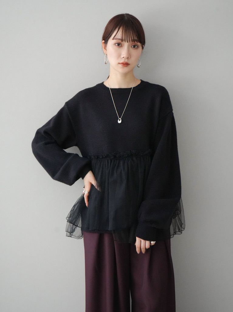 A18031 美品 Y's 20AW ニットドッキングロングフーディ 黒 2 A18031 美品 Y's 20AW ニットドッキングロングフーディ 黒 2 Y´s
