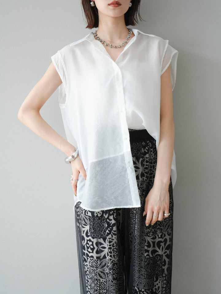 [SET] 硬紗層疊透視襯衫 + 硬紗層疊透視襯衫 (2set)