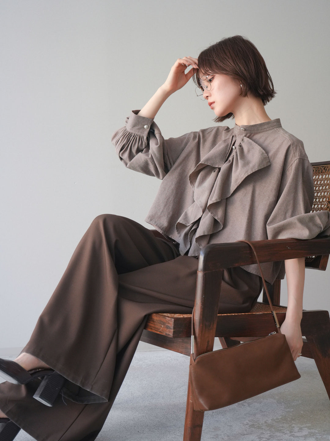 [SET]ラッフルフレアショートブラウス+ラッフルフレアショートブラウス(2set)