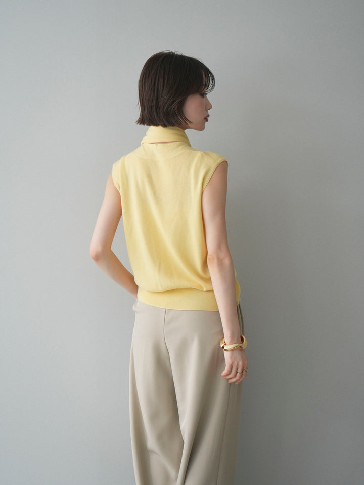 [予約]スカーフ付Vネックニットベスト/yellow