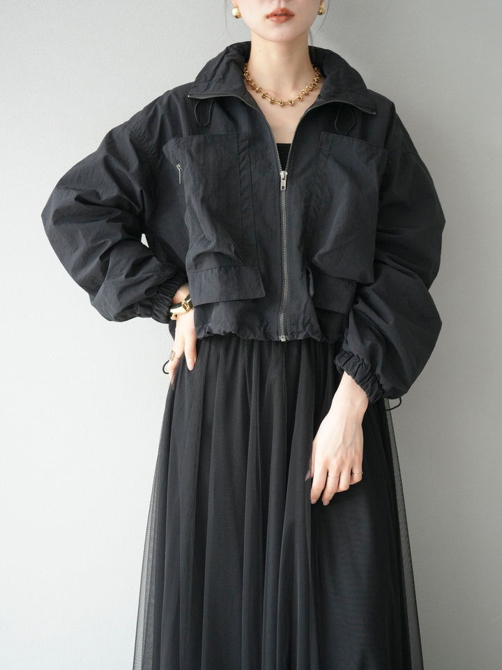 [予約]ポケットデザインショートブルゾン/ブラウン