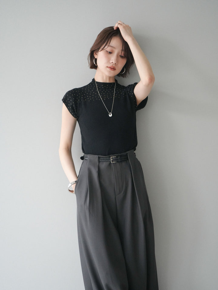 [SET]ビジューシアーフレンチニット+選べるアクセセット(2set)